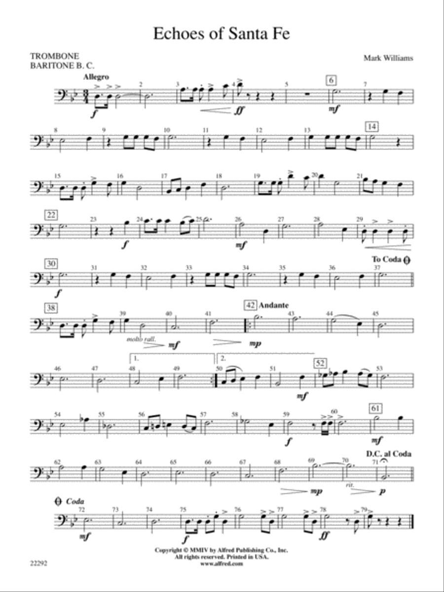 Echoes of Santa Fe: 1st Trombone Concert Band scores gallery preview page 1
