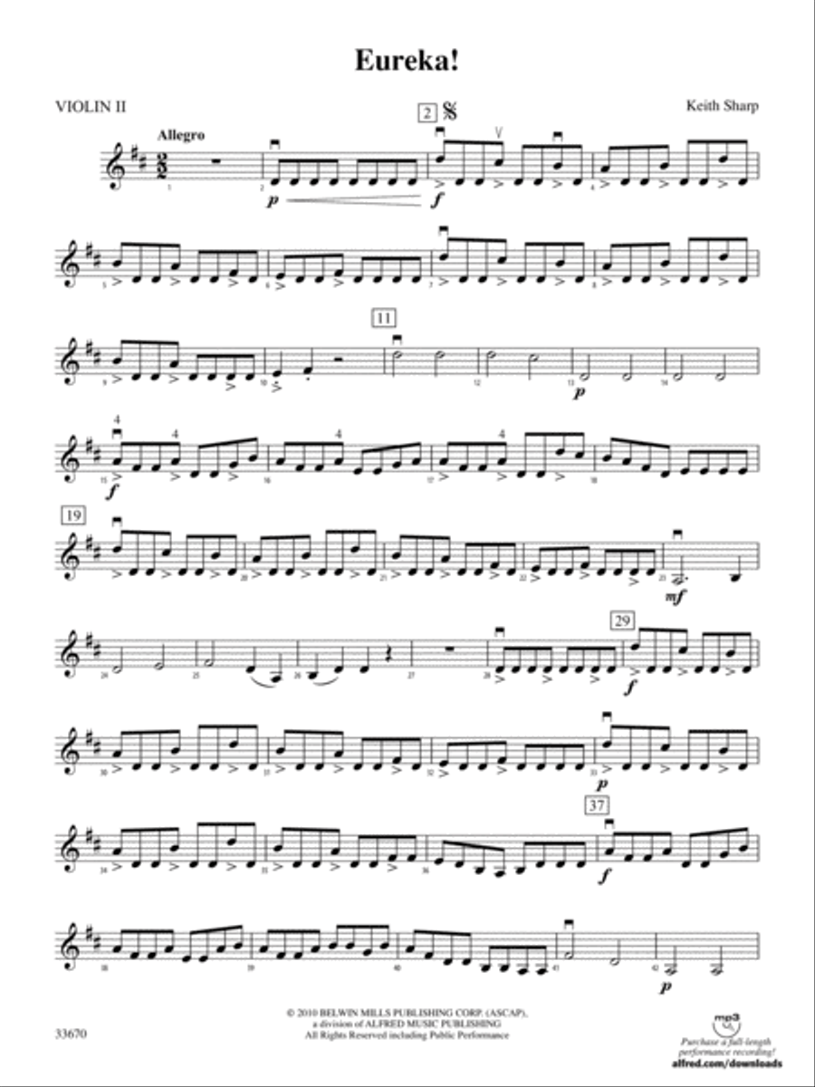Eureka!: 2nd Violin String Orchestra scores gallery preview page 1