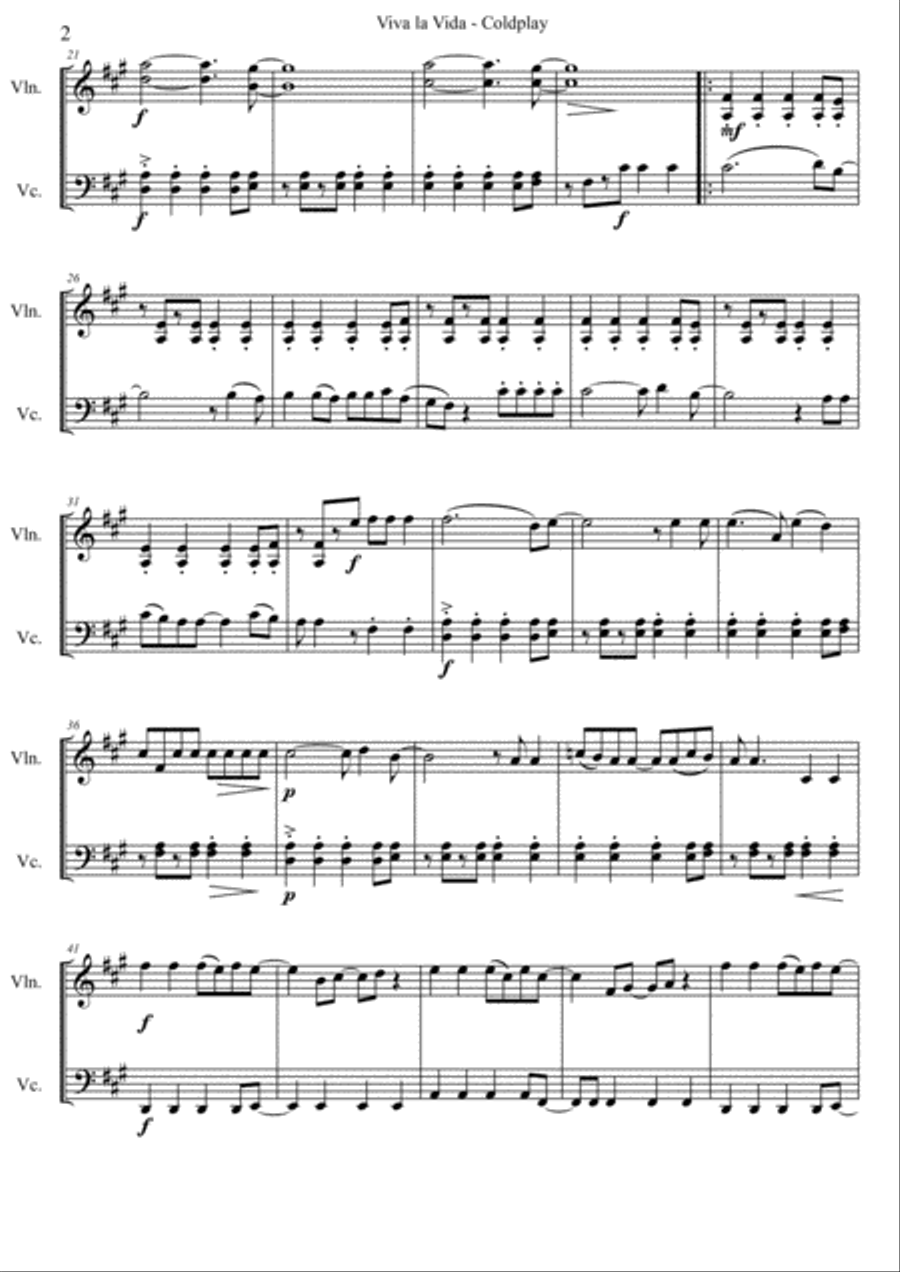 Viva La Vida Set of Parts scores gallery preview page 2