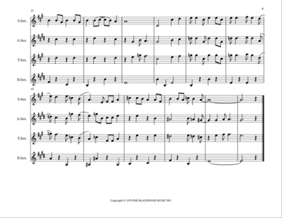 Put Your Hand In The Hand Saxophone Quartet scores gallery preview page 4