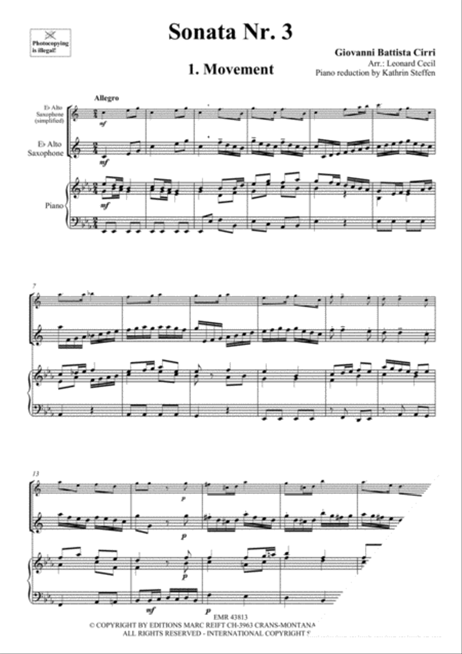 Sonata No. 3 Alto Saxophone scores gallery preview page 3