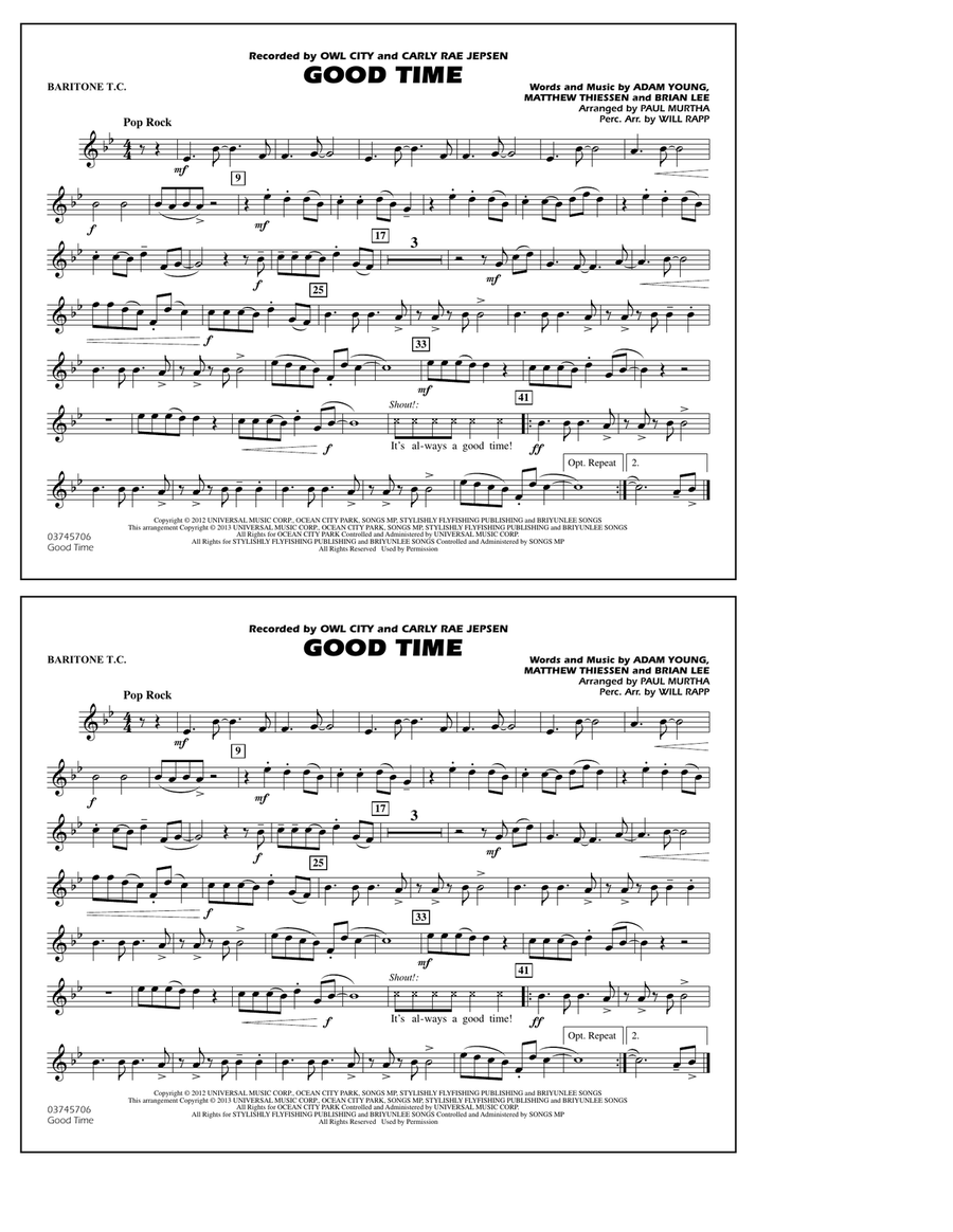 Good Time - Baritone T.C. Marching Band scores gallery preview page 1