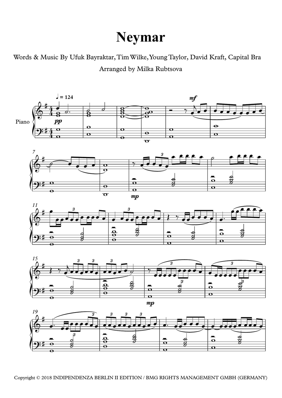 Neymar Piano Solo scores gallery preview page 1