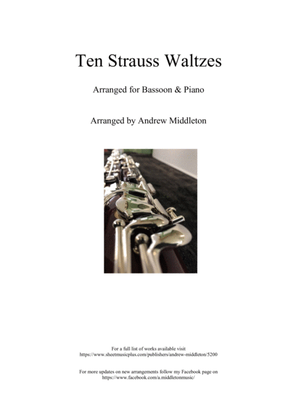 Book cover for 10 Strauss Waltzes arranged for Bassoon and Piano