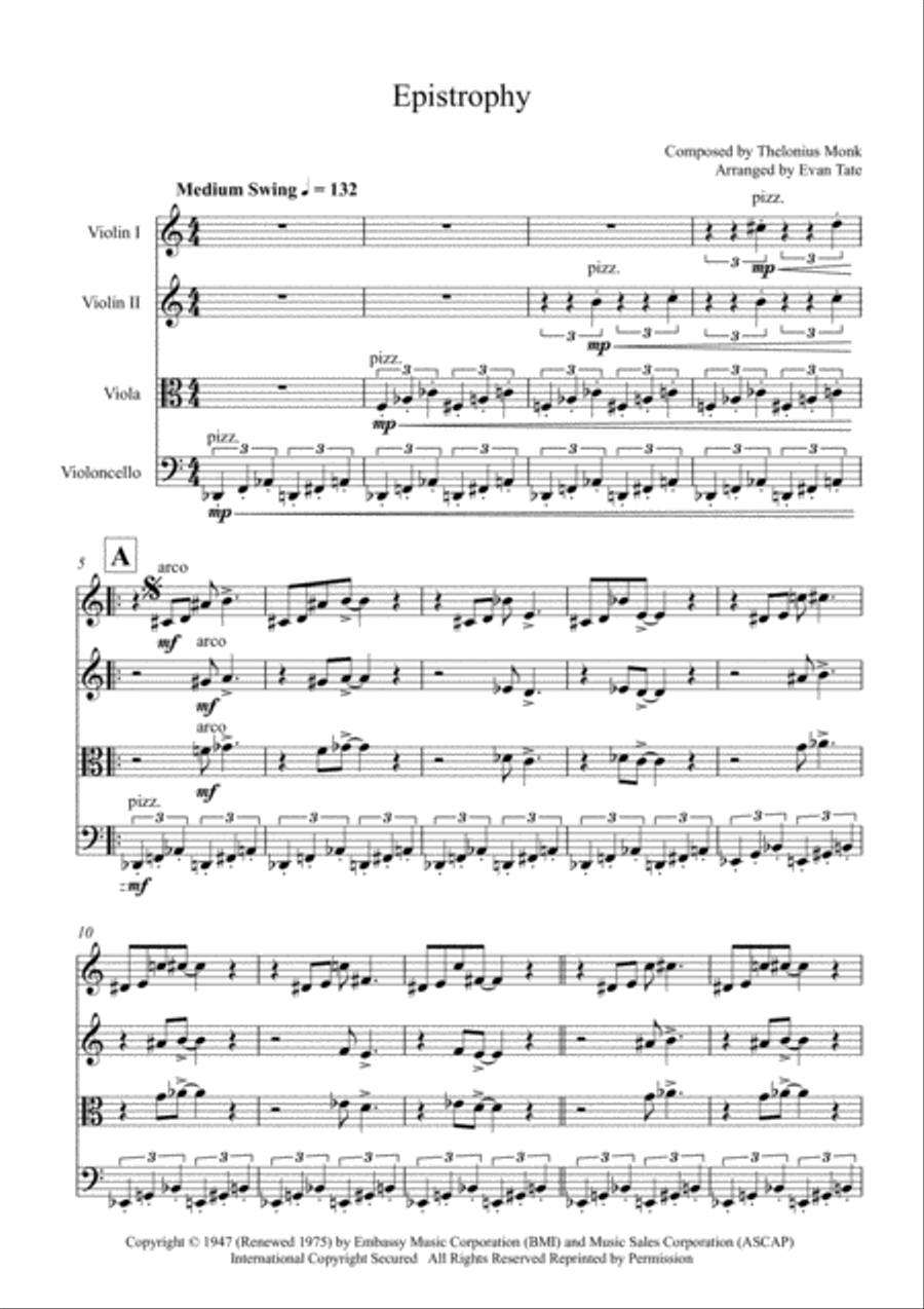 Epistrophy String Quartet scores gallery preview page 2