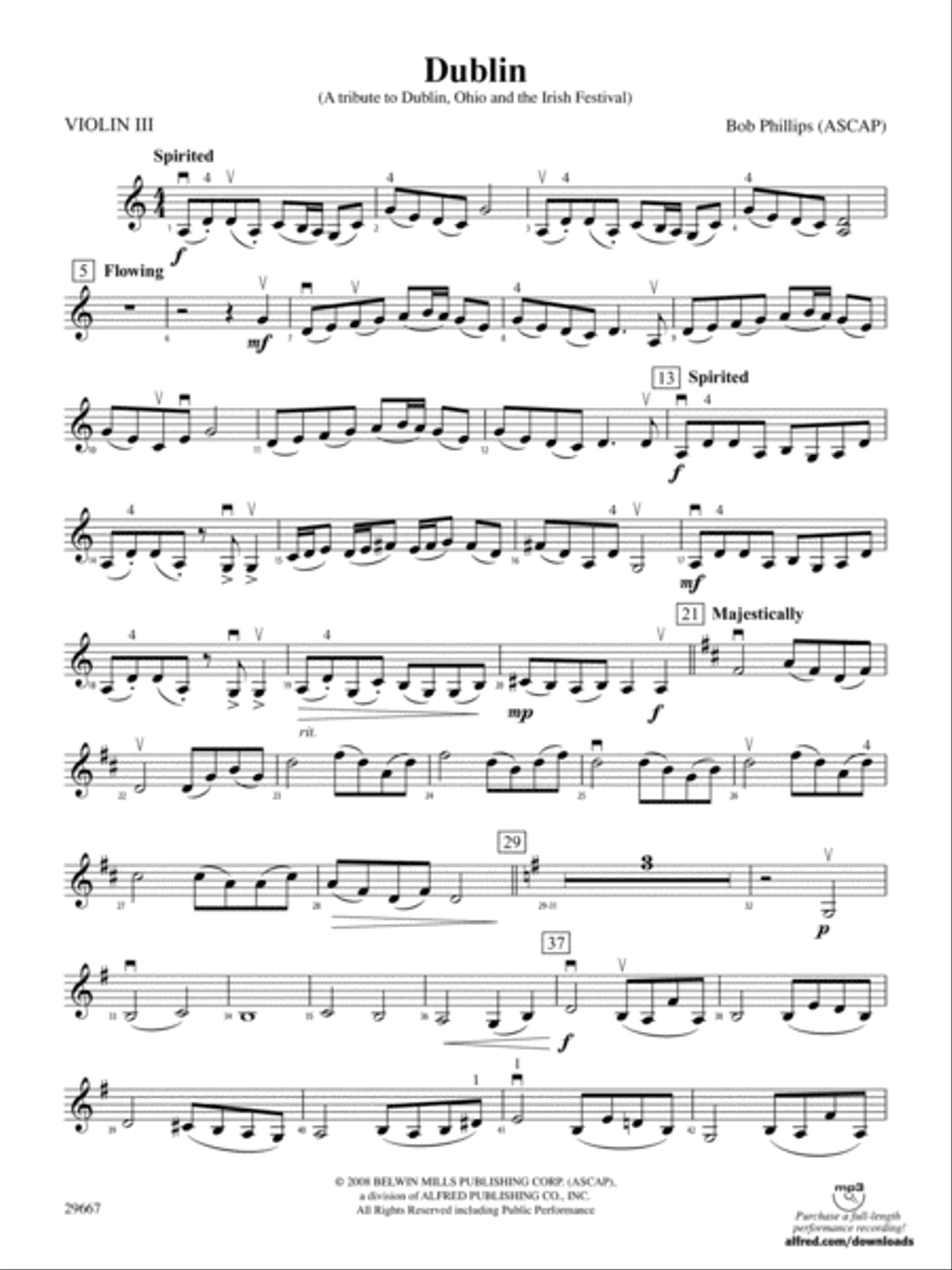 Dublin (A tribute to Dublin, Ohio and the Irish Festival): 3rd Violin (Viola [TC]) String Orchestra scores gallery preview page 1