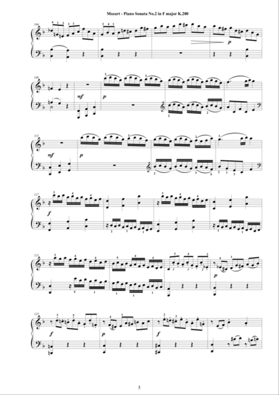 Mozart - Piano Sonata No.2 in F major K 280 - Complete score Piano Solo scores gallery preview page 5