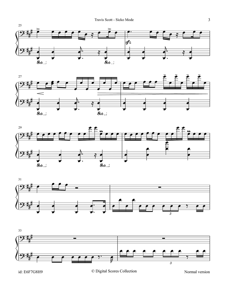 Sicko Mode Piano Solo scores gallery preview page 3