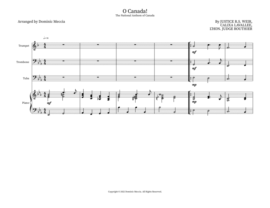O Canada! Small Ensemble scores gallery preview page 1