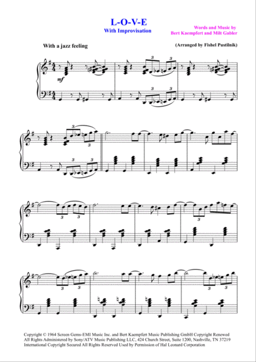 L-O-V-E Piano Solo scores gallery preview page 2