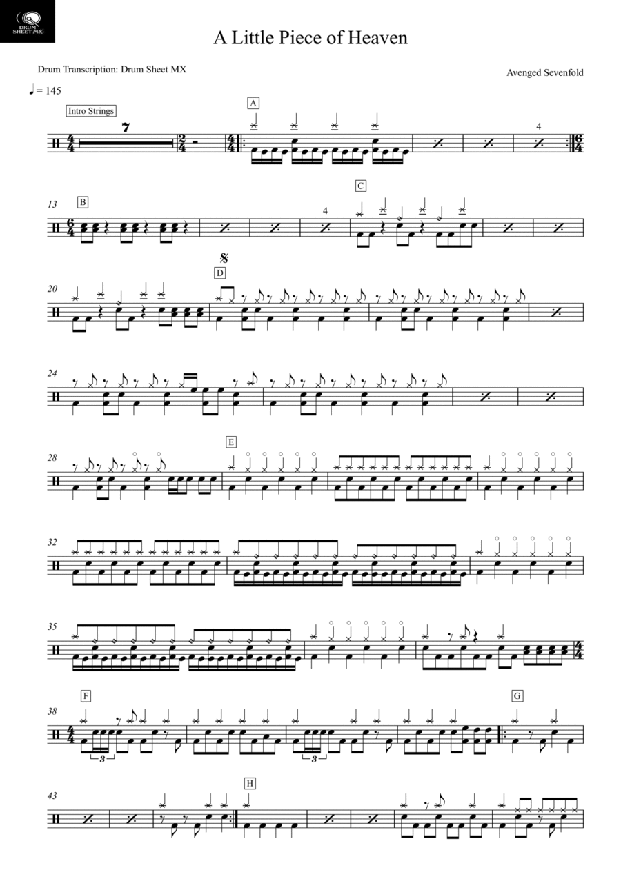 A Little Piece Of Heaven Drum Set scores gallery preview page 1