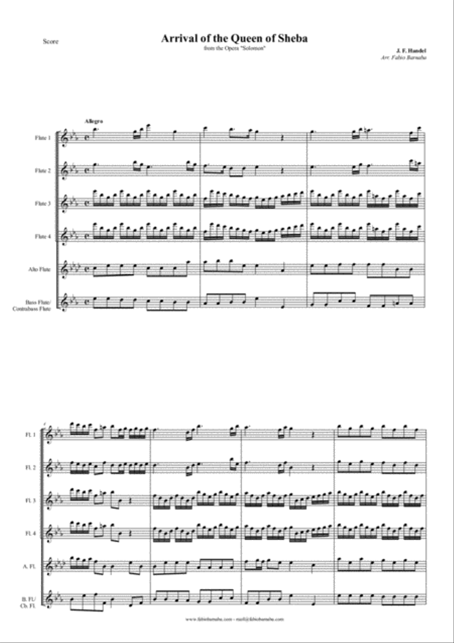 Arrival of the Queen of Sheba - for Flute Choir Flute Choir scores gallery preview page 2