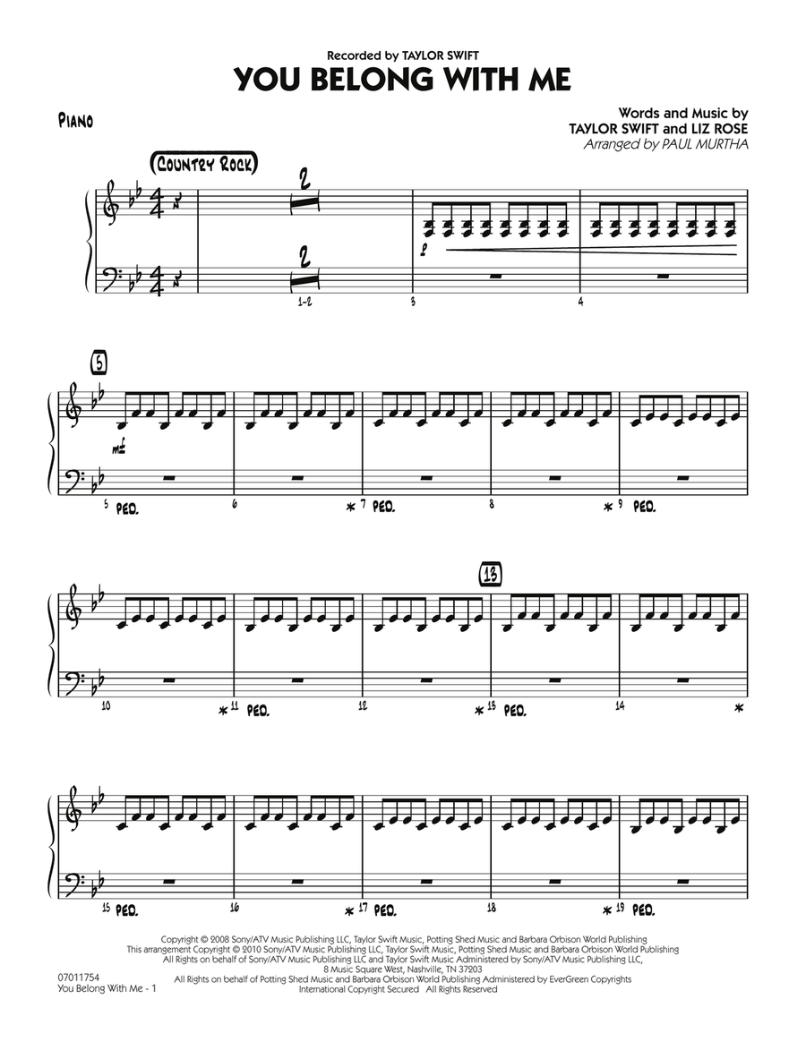 You Belong With Me - Piano