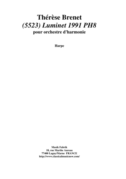 Thérèse Brenet: (5523) Luminet 1991 PH8 for concert band, percussion parts + harp and contrabass par