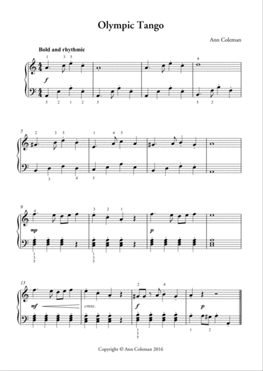 Olympic Tango Piano Method scores gallery preview page 1