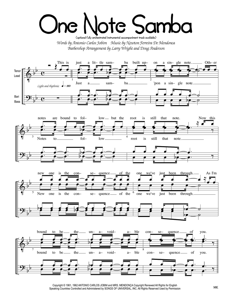 One Note Samba (samba De Uma Nota So) TTBB scores gallery preview page 1