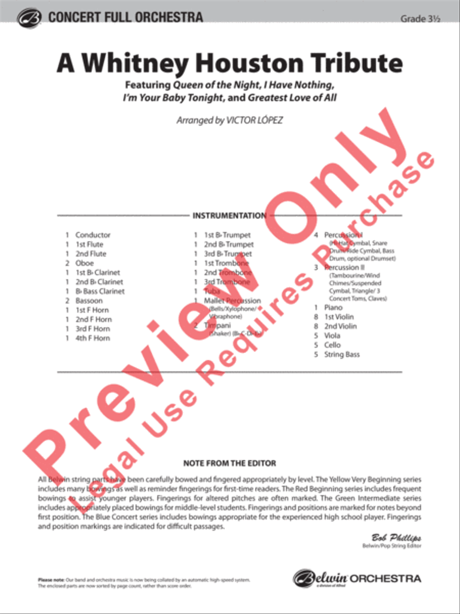 A Whitney Houston Tribute Full Orchestra scores gallery preview page 2