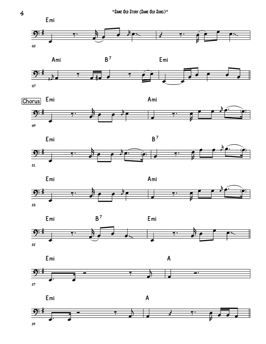 Same Old Story (same Old Song) Bass Guitar Tablature scores gallery preview page 4