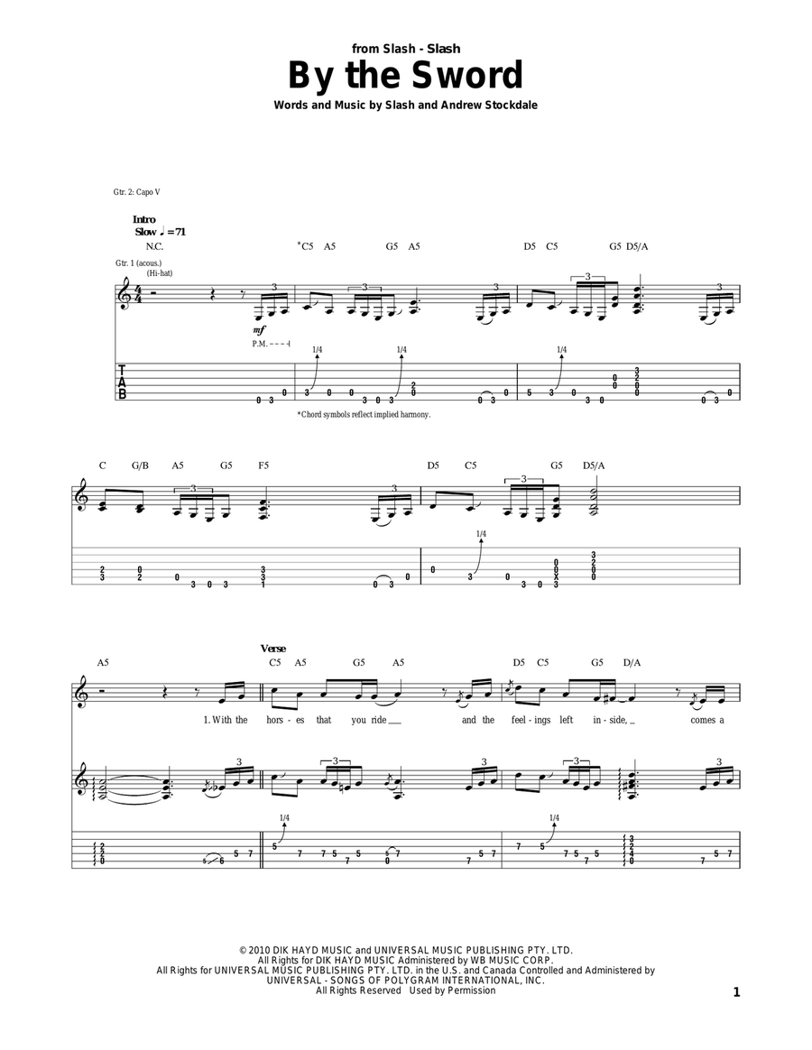 By The Sword Acoustic Guitar scores gallery preview page 1