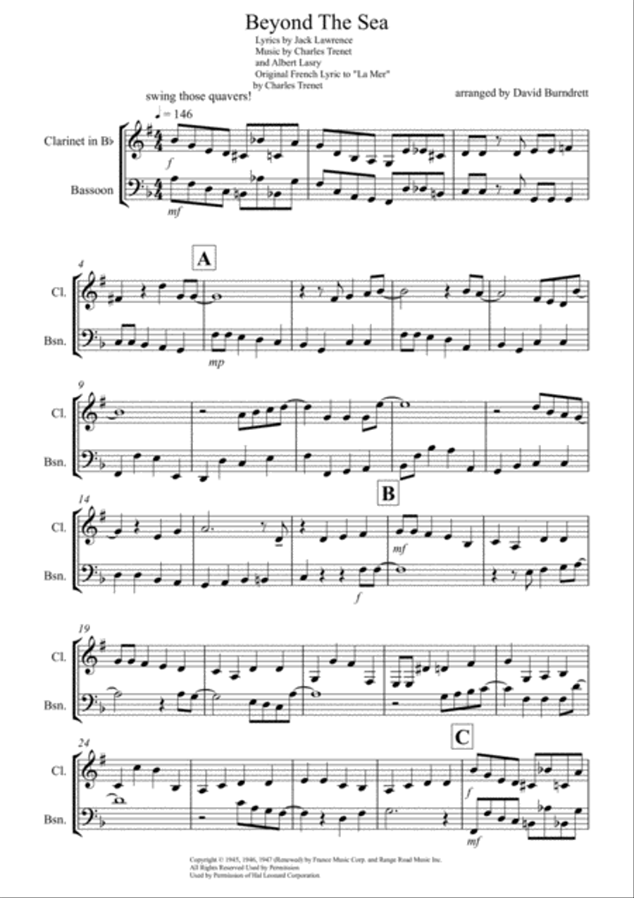 Beyond The Sea Woodwind Duet scores gallery preview page 1