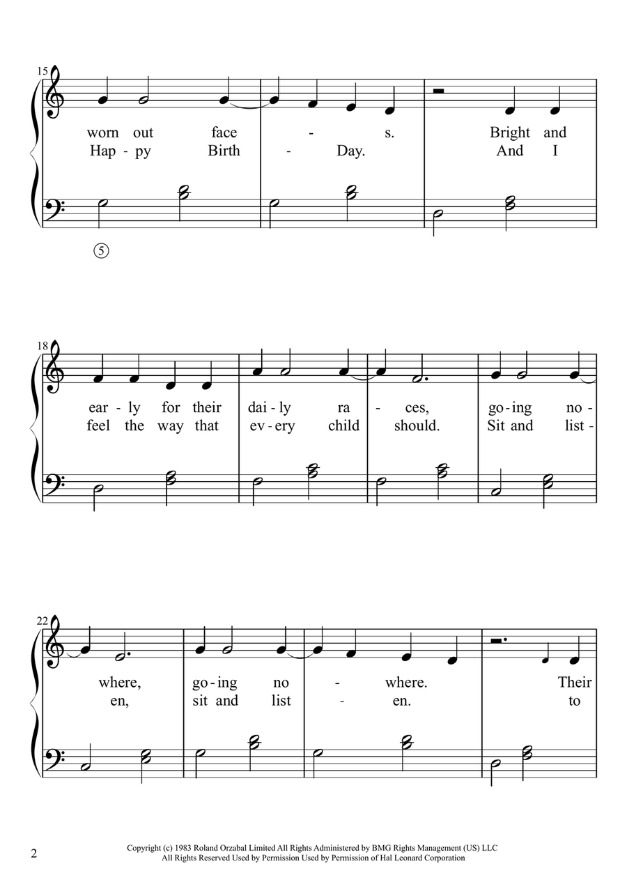 Mad World Easy Piano scores gallery preview page 2