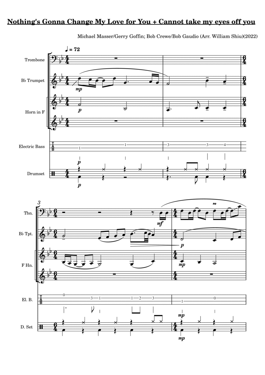 Nothing's Gonna Change My Love For You Horn scores gallery preview page 1