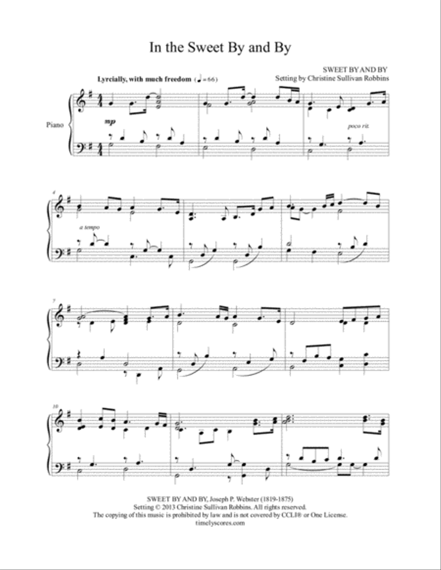 In the Sweet By and By Piano Solo scores gallery preview page 1
