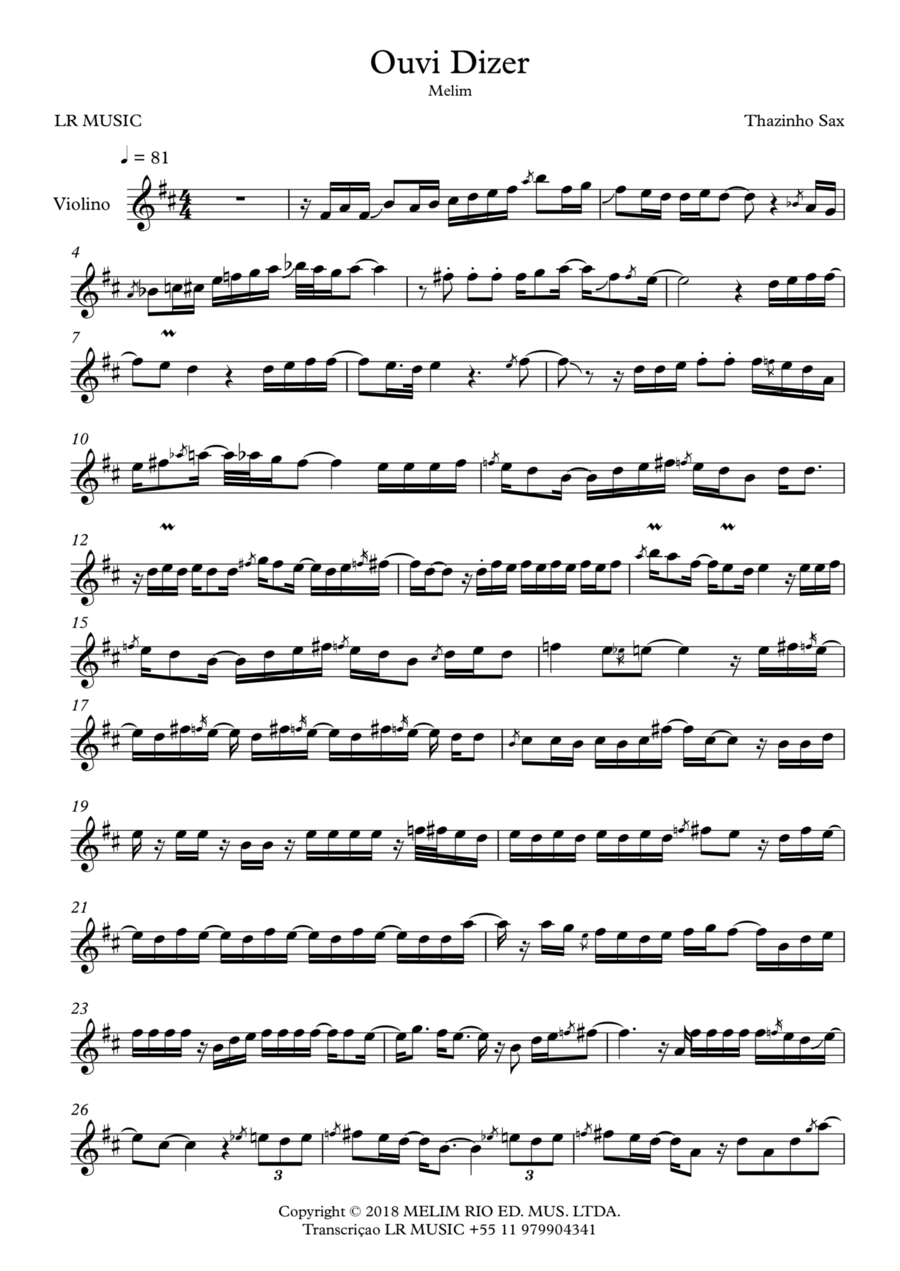 Ouvi Dizer Violin Solo scores gallery preview page 1