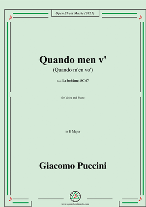 Book cover for Puccini-Quando men vo(Quando m'en vo'),in E Major,from 'La bohème,SC 67',for Voice and Piano