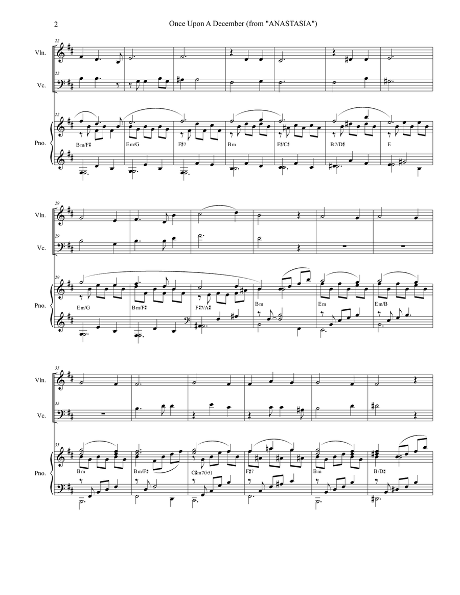 Once Upon A December from the Twentieth Century Fox Motion Picture ANASTASIA Piano Trio scores gallery preview page 2