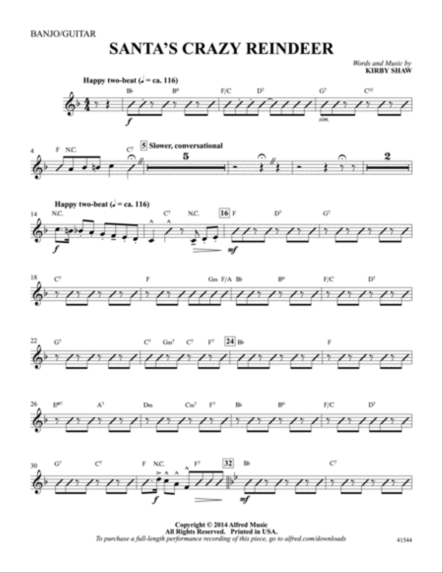 Santa's Crazy Reindeer: Banjo/Guitar Banjo scores gallery preview page 1