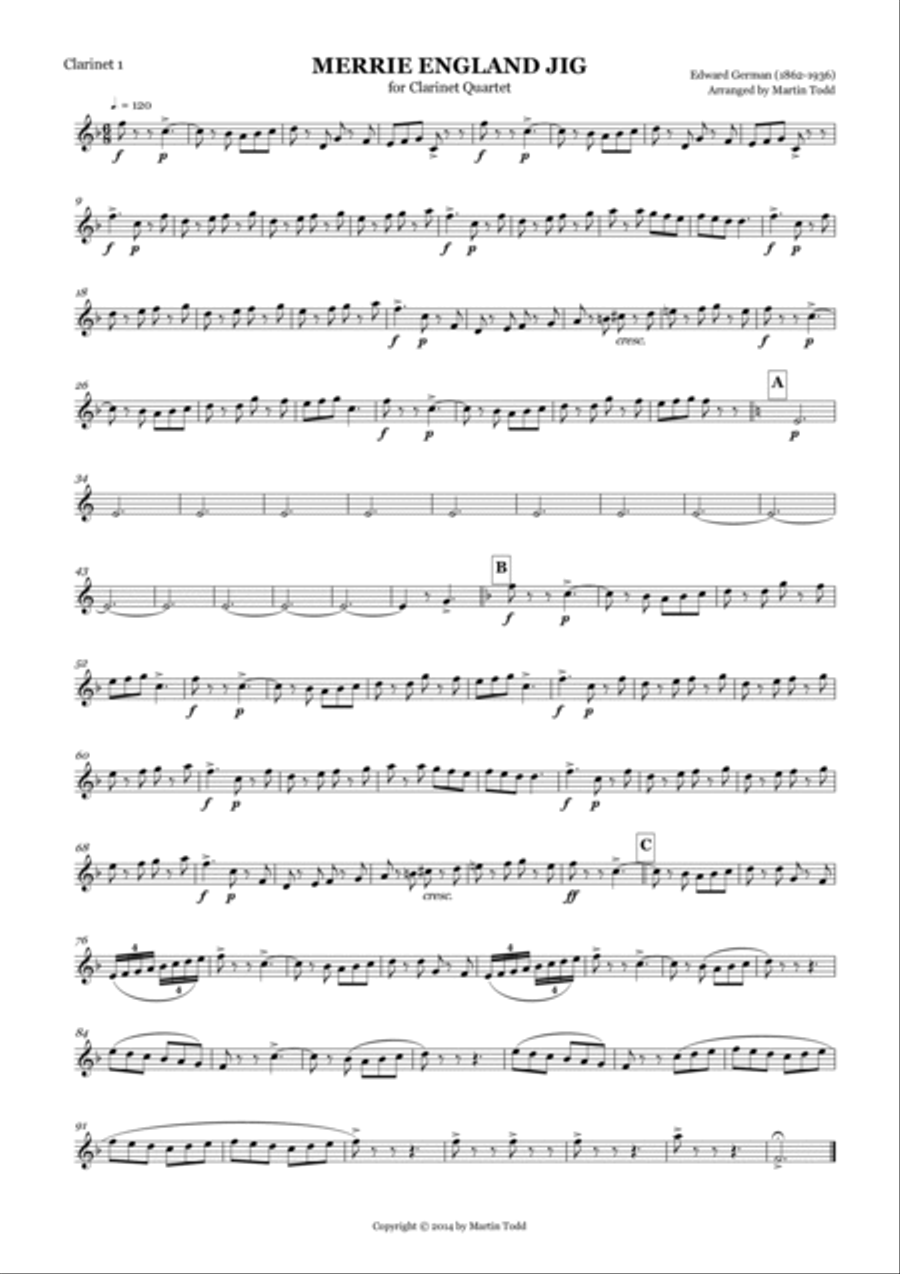 Merrie England Jig for Clarinet Quartet Clarinet Quartet scores gallery preview page 4