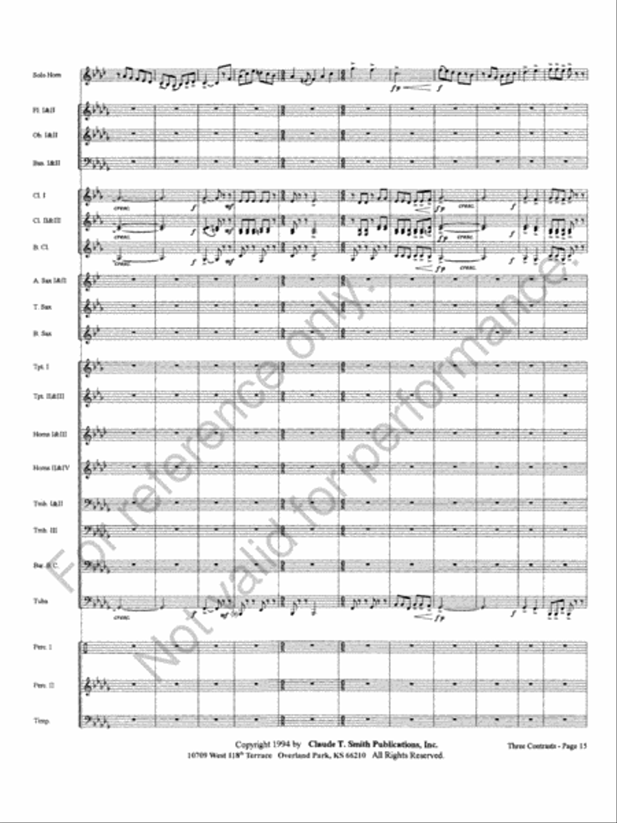 Three Contrasts for Two Horns And Wind Ensemble Concert Band scores gallery preview page 19