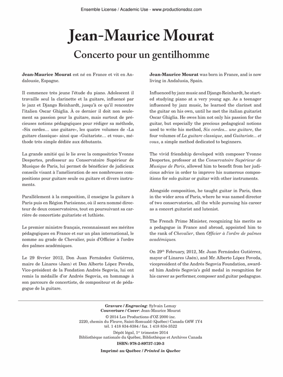 Concerto pour un gentilhomme Flute scores gallery preview page 1