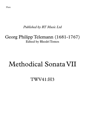 Book cover for Telemann Methodical Sonata VII TWV41:H3. Solo parts flute or trumpets.
