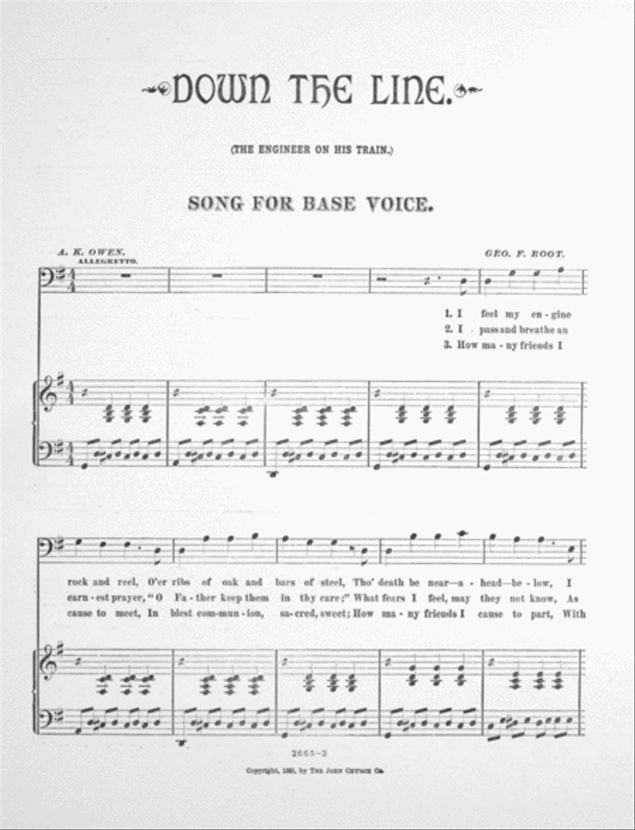 Down the Line (The Engineer On His Train). Song for Base Voice Voice scores gallery preview page 2