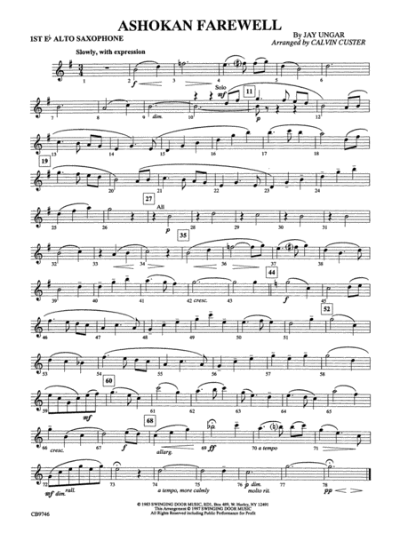 Ashokan Farewell (from The Civil War): E-flat Alto Saxophone