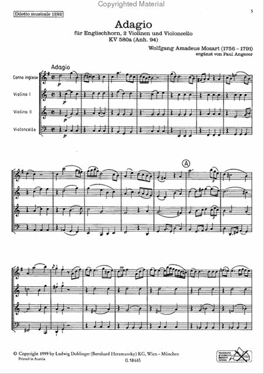 Adagio C-Dur KV 580a (Anh 94) Viola scores gallery preview page 2