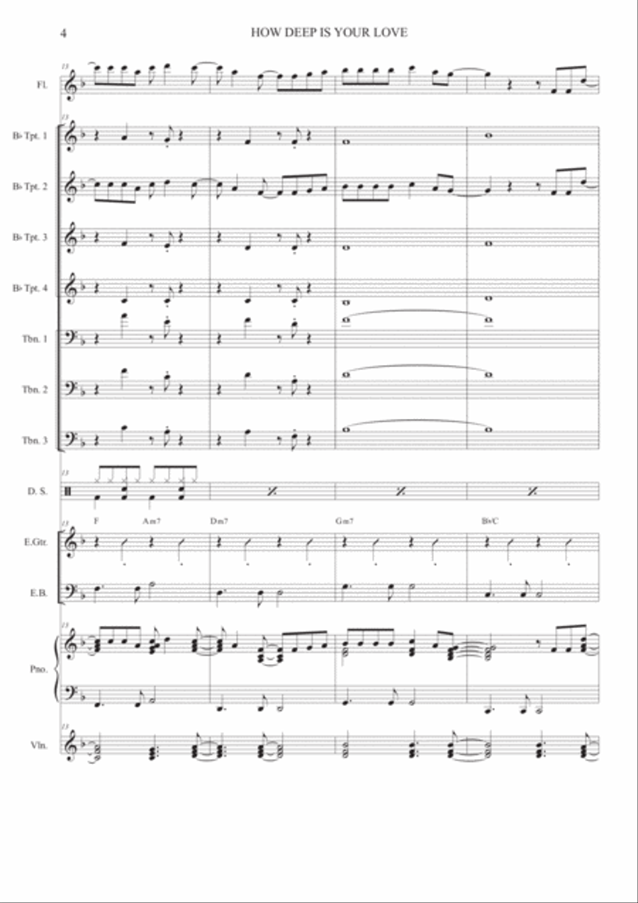 How Deep Is Your Love from the Motion Picture SATURDAY NIGHT FEVER Large Ensemble scores gallery preview page 4