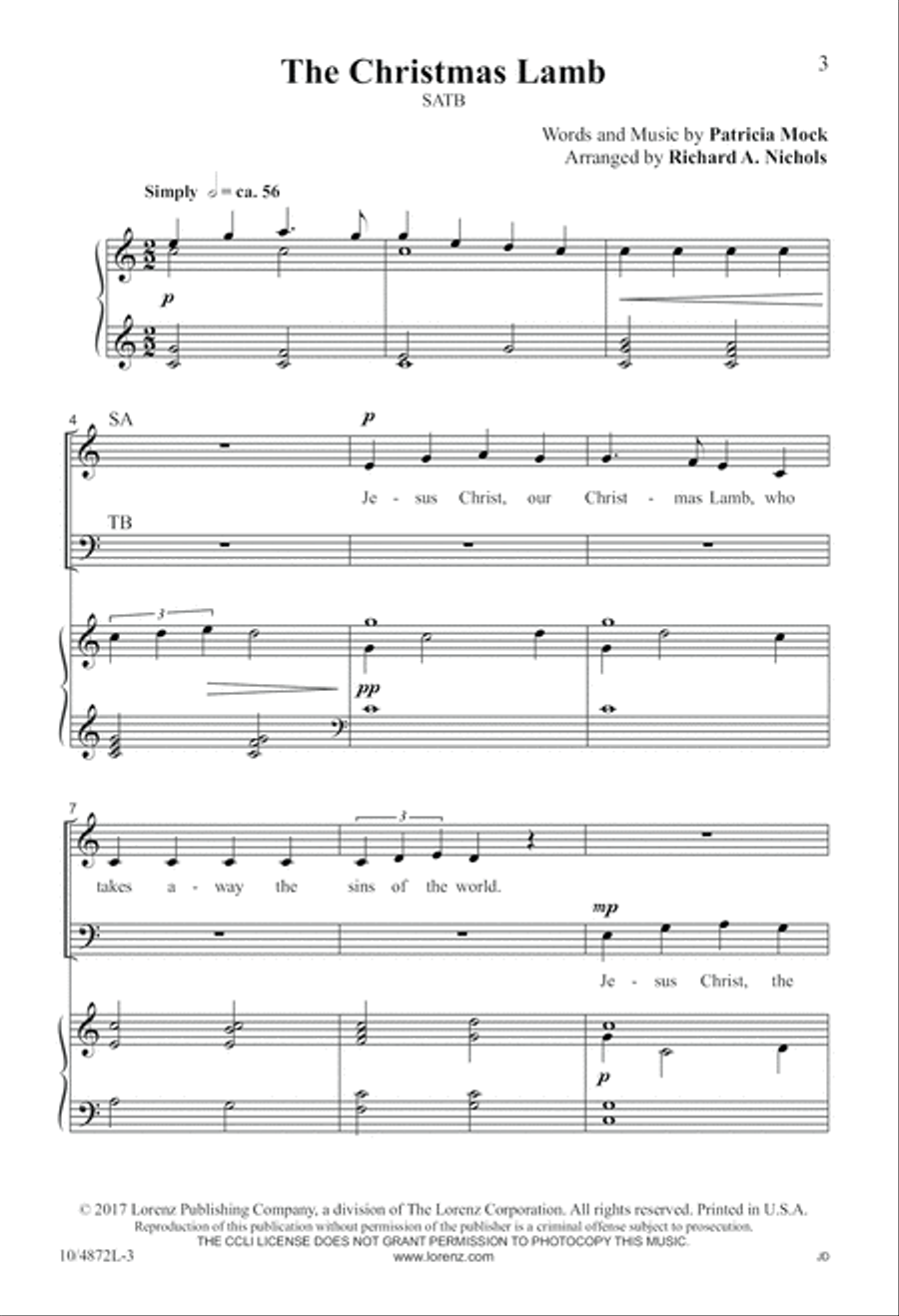 The Christmas Lamb The Christmas Lamb 4-Part scores gallery preview page 3