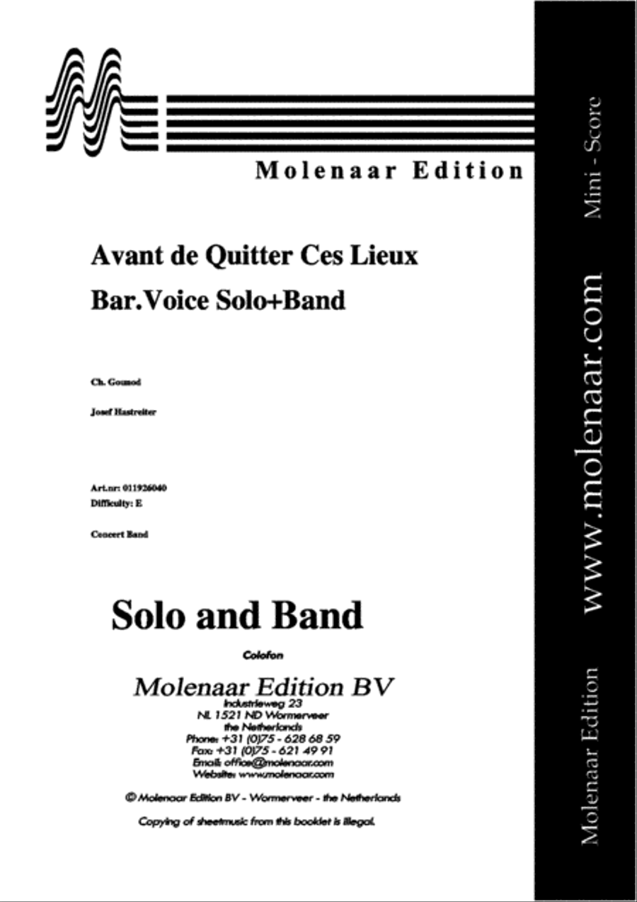 Avant de Quitter Ces Lieux Concert Band scores gallery preview page 2