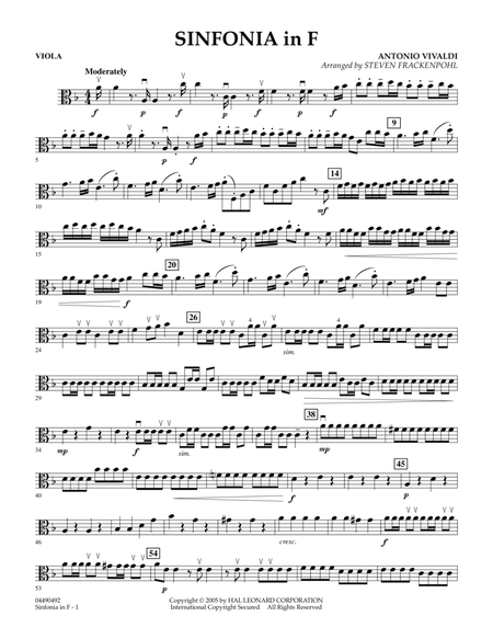 Sinfonia In F - Viola