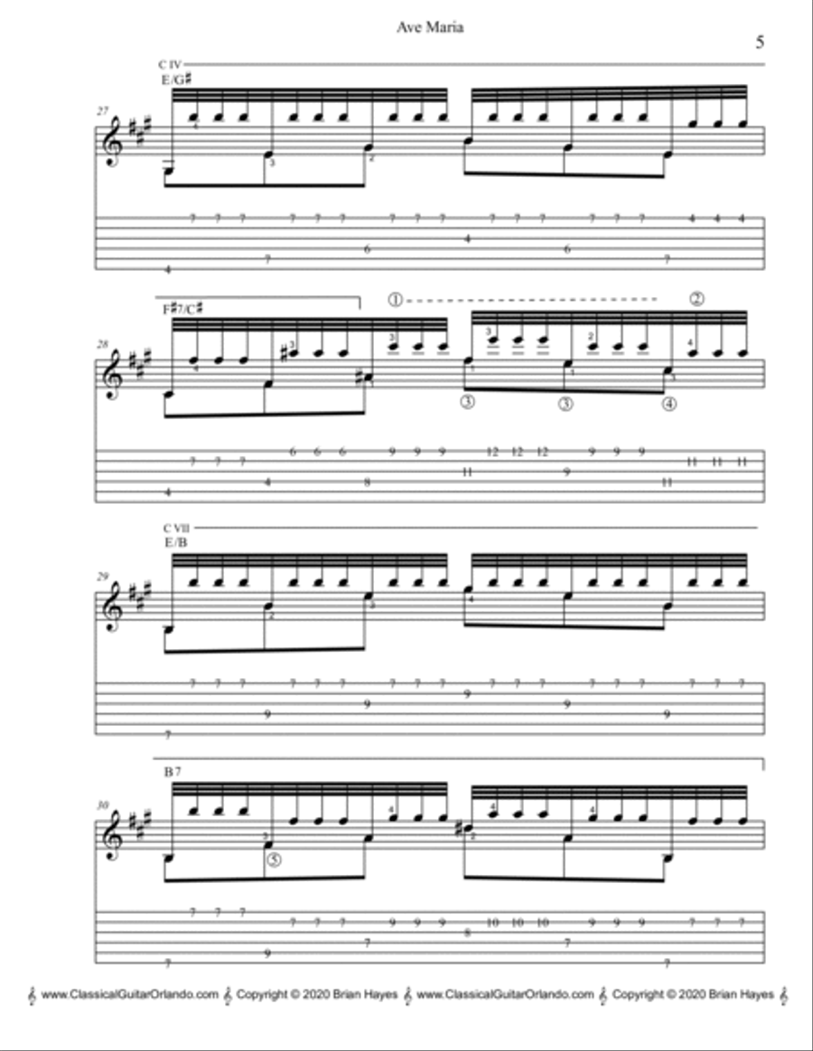 Ave Maria (Schubert) (with Tablature) Classical Guitar scores gallery preview page 6
