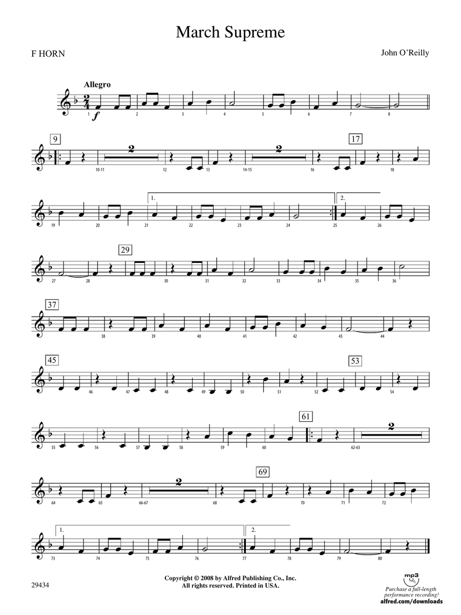 March Supreme: 1st F Horn