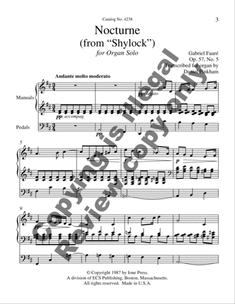 Nocturne from Shylock Organ Solo scores gallery preview page 5