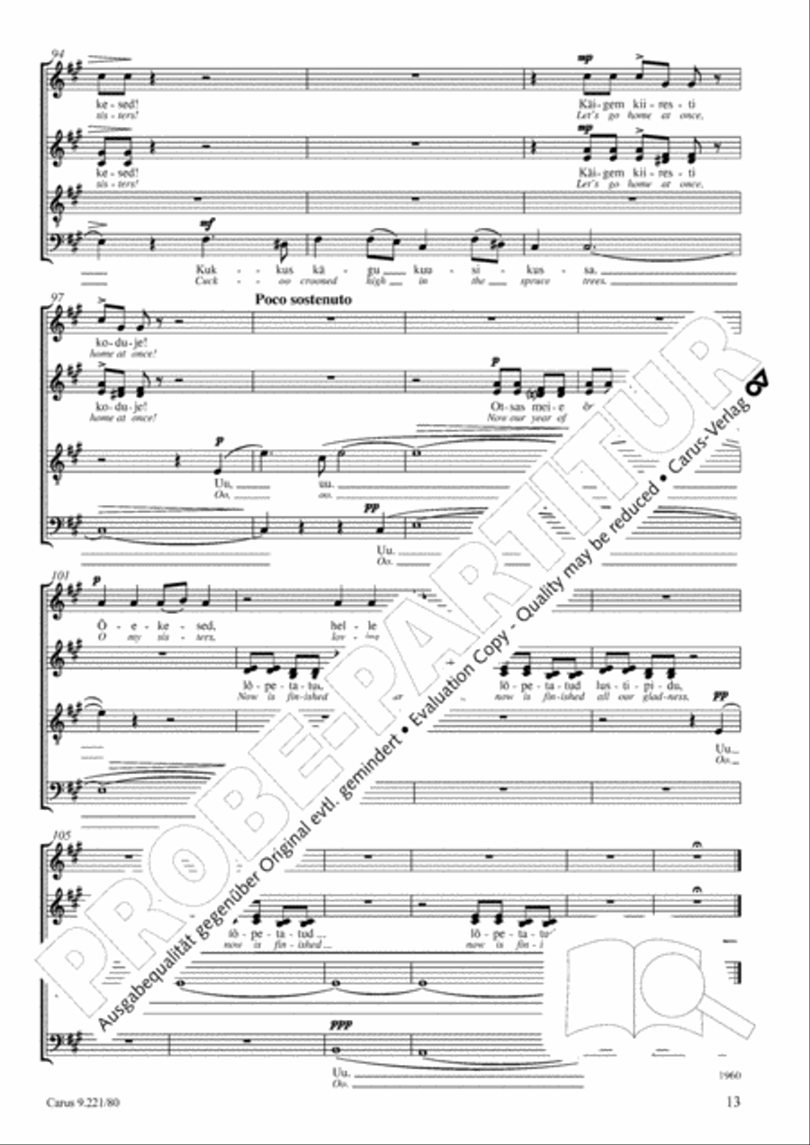 Veljo Tormis: Three soongs from the Epos (Kalevipoeg) Choir scores gallery preview page 14