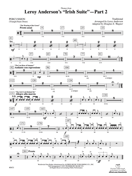 Leroy Anderson's Irish Suite, Part 2 (Themes from): 1st Percussion