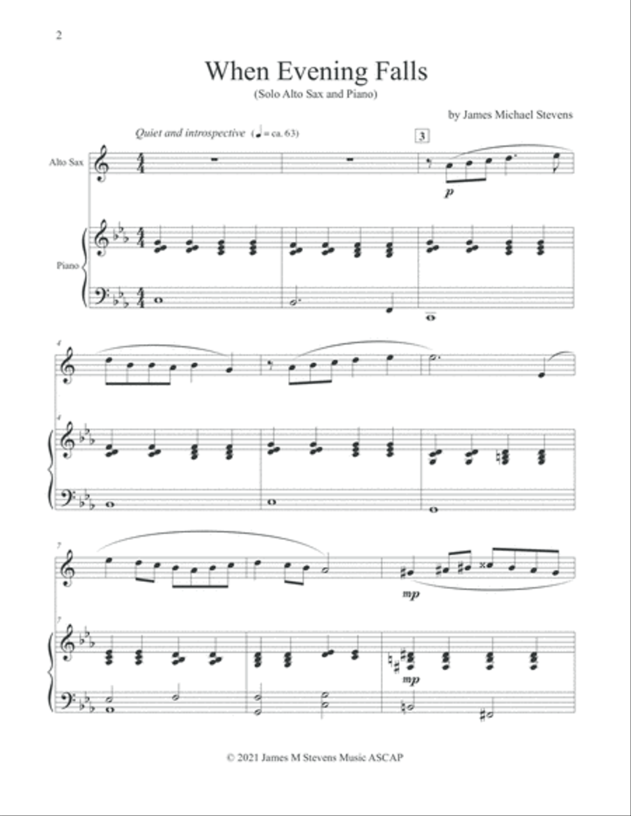 When Evening Falls - Alto Sax & Piano When Evening Falls - Alto Sax & Piano Alto Saxophone scores gallery preview page 2