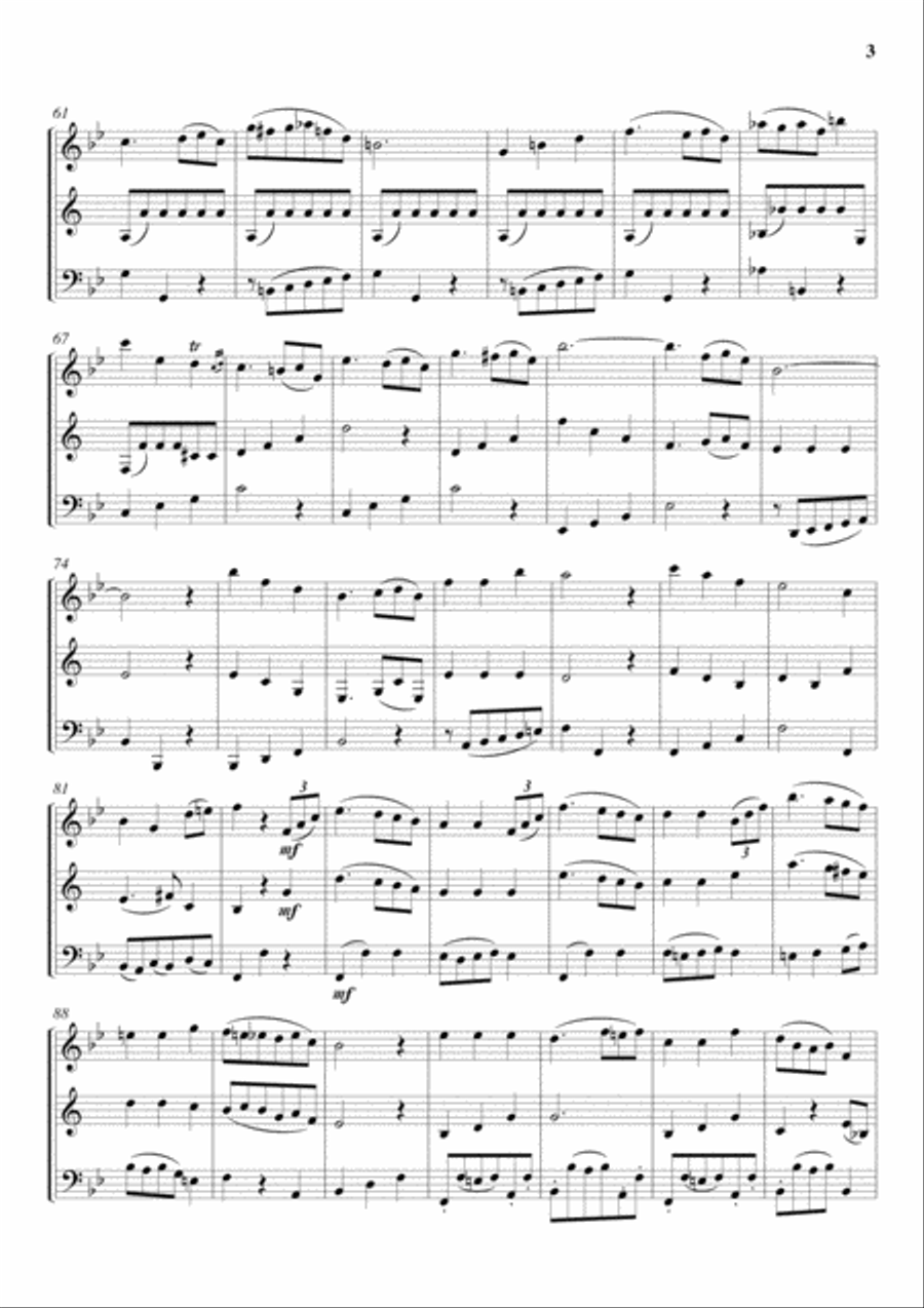 Tafelmusik (for Flute/Oboe, Clarinet in B flat and Bassoon) Woodwind Trio scores gallery preview page 3