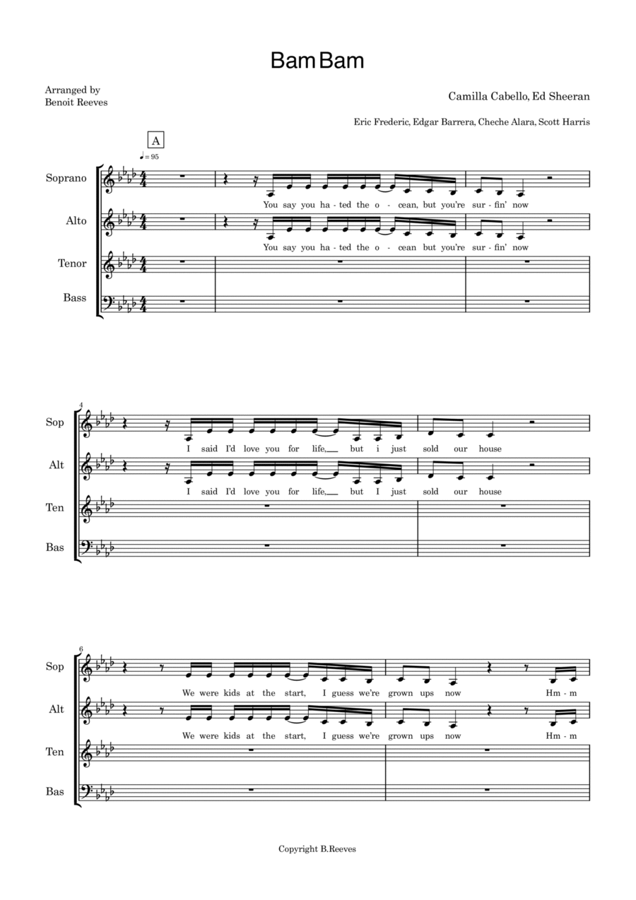 Bam Bam Bam Bam 4-Part scores gallery preview page 1